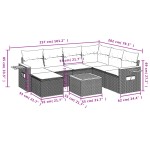 vidaXL Set mobilier de grădină cu perne, 8 piese, negru, poliratan