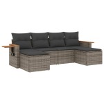 vidaXL Set mobilier grădină cu perne, 6 piese, gri, poliratan