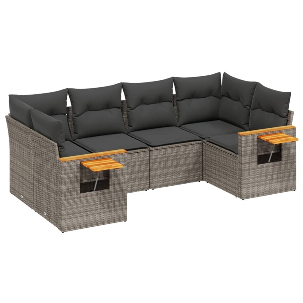 vidaXL Set mobilier grădină cu perne, 6 piese, gri, poliratan