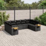 vidaXL Set mobilier de grădină cu perne, 9 piese, negru, poliratan vidaXL Set mobilier de grădină cu perne, 9 piese, negru, poliratan
