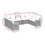 vidaXL Set mobilier de grădină cu perne, 9 piese, negru, poliratan