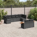 vidaXL Set mobilier de grădină cu perne, 9 piese, negru, poliratan vidaXL Set mobilier de grădină cu perne, 9 piese, negru, poliratan