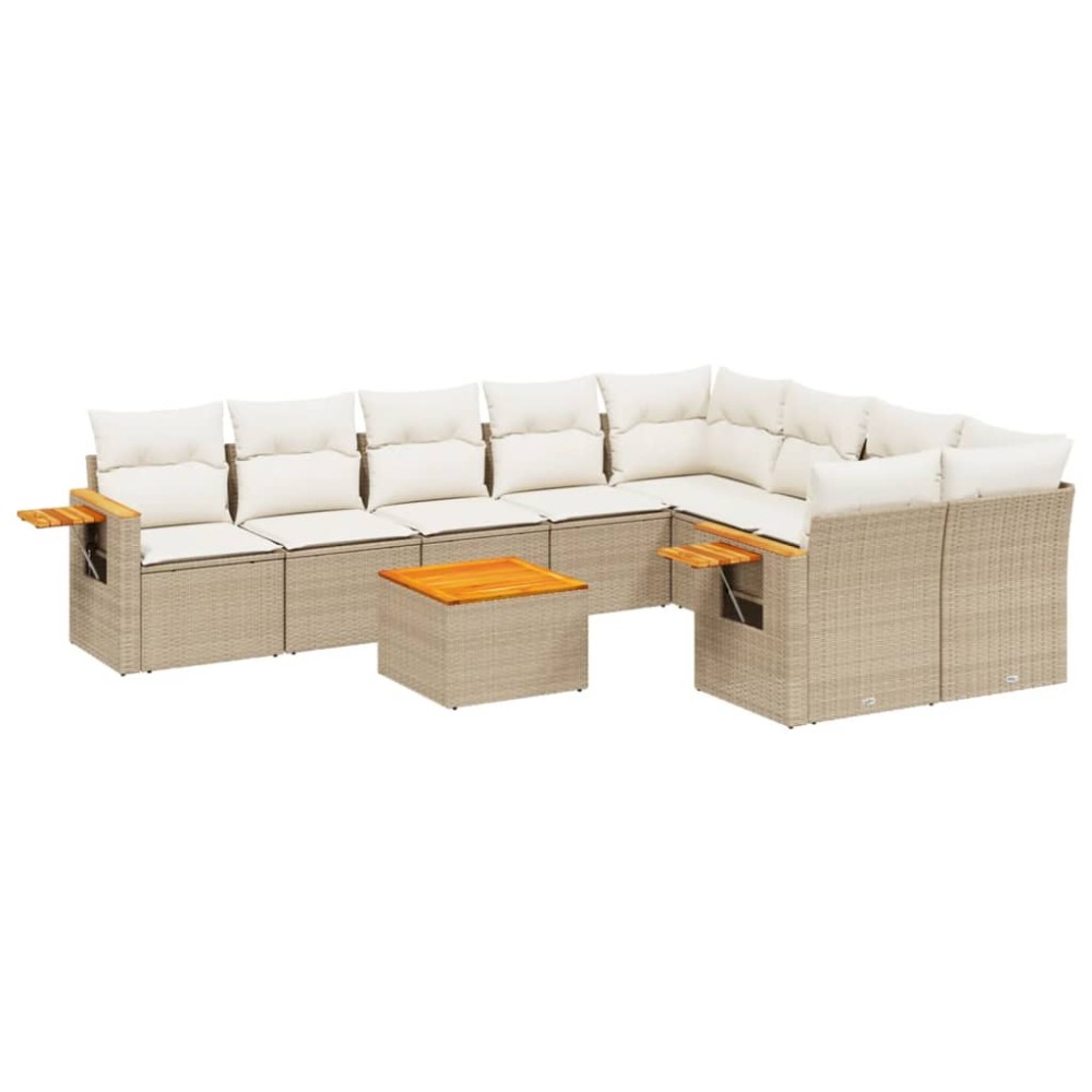 vidaXL Set canapele de grădină cu perne, 10 piese, bej, poliratan