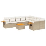 vidaXL Set canapele de grădină cu perne, 10 piese, bej, poliratan