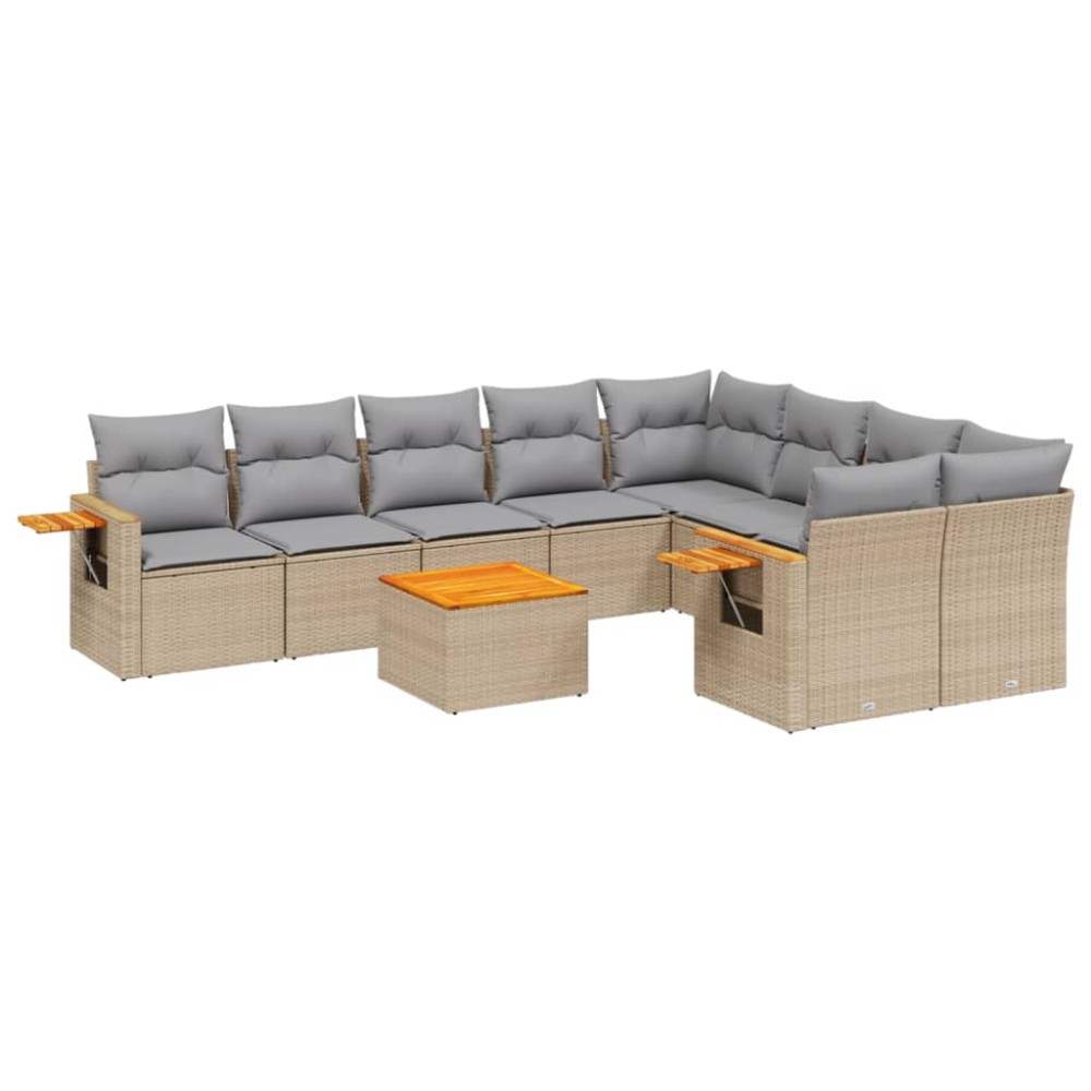 vidaXL Set canapele de grădină cu perne, 10 piese, bej, poliratan