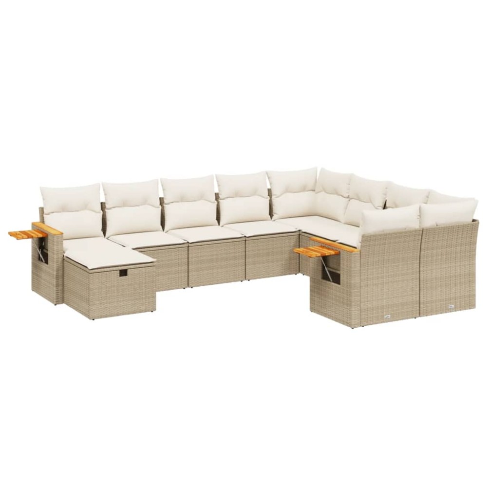 vidaXL Set canapele de grădină cu perne, 10 piese, bej, poliratan