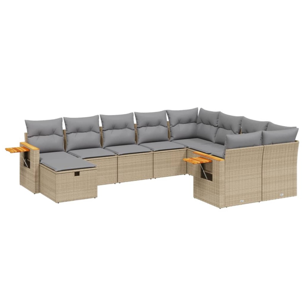 vidaXL Set canapele de grădină cu perne, 10 piese, bej, poliratan