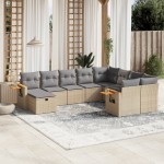 vidaXL Set canapele de grădină cu perne, 10 piese, bej, poliratan vidaXL Set canapele de grădină cu perne, 10 piese, bej, poliratan