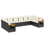 vidaXL Set canapele de grădină cu perne, 10 piese, negru, poliratan