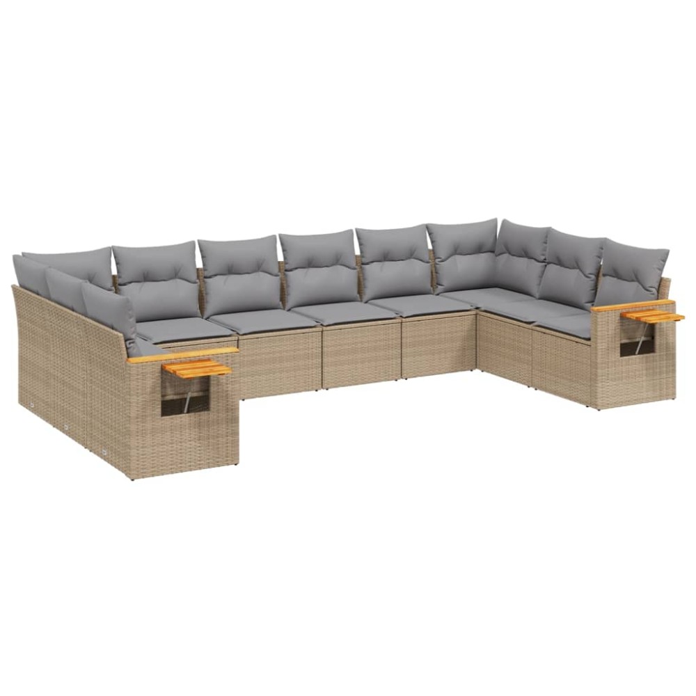 vidaXL Set canapele de grădină cu perne, 10 piese, bej, poliratan