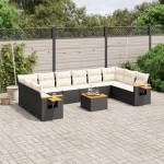 vidaXL Set canapele de grădină cu perne, 11 piese, negru, poliratan vidaXL Set canapele de grădină cu perne, 11 piese, negru, poliratan