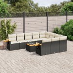 vidaXL Set canapele de grădină cu perne, 11 piese, negru, poliratan vidaXL Set canapele de grădină cu perne, 11 piese, negru, poliratan