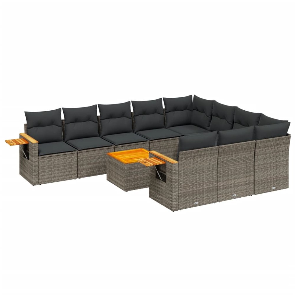 vidaXL Set canapele de grădină cu perne, 11 piese, gri, poliratan