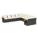 vidaXL Set canapele de grădină cu perne, 10 piese, negru, poliratan vidaXL Set canapele de grădină cu perne, 10 piese, negru, poliratan