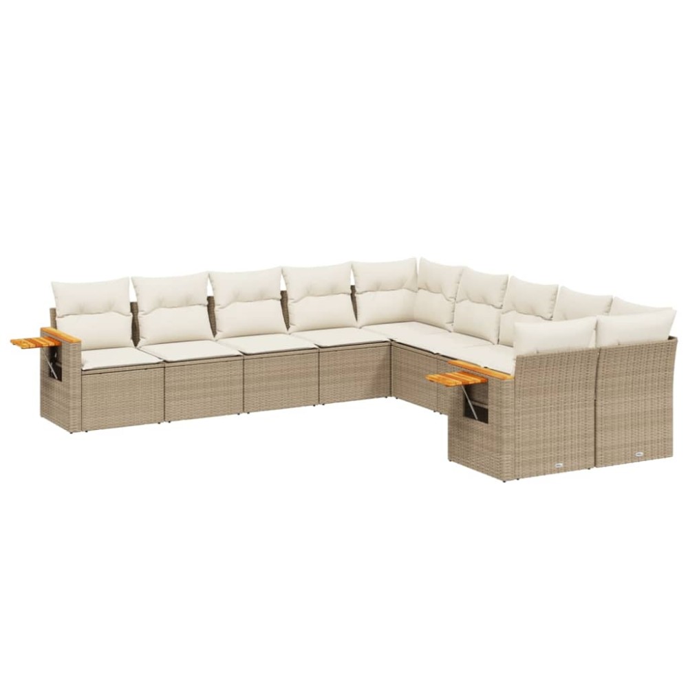 vidaXL Set canapele de grădină cu perne, 10 piese, bej, poliratan