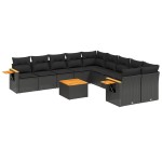 vidaXL Set canapele de grădină cu perne, 11 piese, negru, poliratan vidaXL Set canapele de grădină cu perne, 11 piese, negru, poliratan