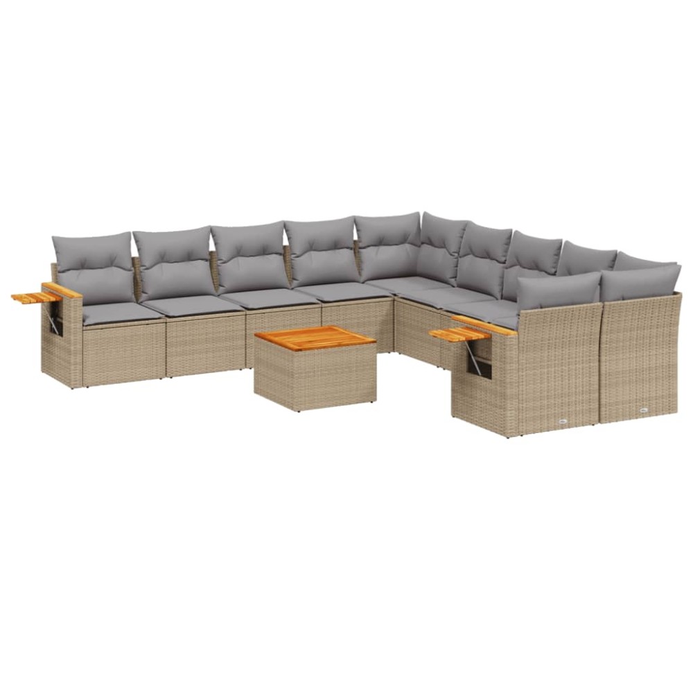 vidaXL Set canapele de grădină cu perne, 11 piese, bej, poliratan