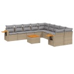 vidaXL Set canapele de grădină cu perne, 11 piese, bej, poliratan