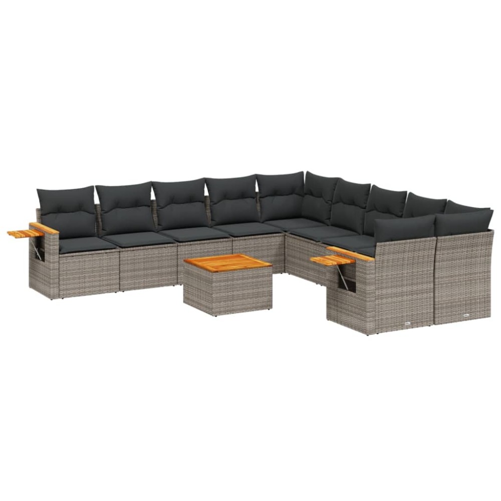 vidaXL Set canapele de grădină cu perne, 11 piese, gri, poliratan