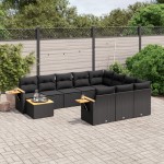vidaXL Set canapele de grădină cu perne, 11 piese, negru, poliratan vidaXL Set canapele de grădină cu perne, 11 piese, negru, poliratan