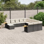 vidaXL Set canapele de grădină cu perne, 11 piese, negru, poliratan vidaXL Set canapele de grădină cu perne, 11 piese, negru, poliratan