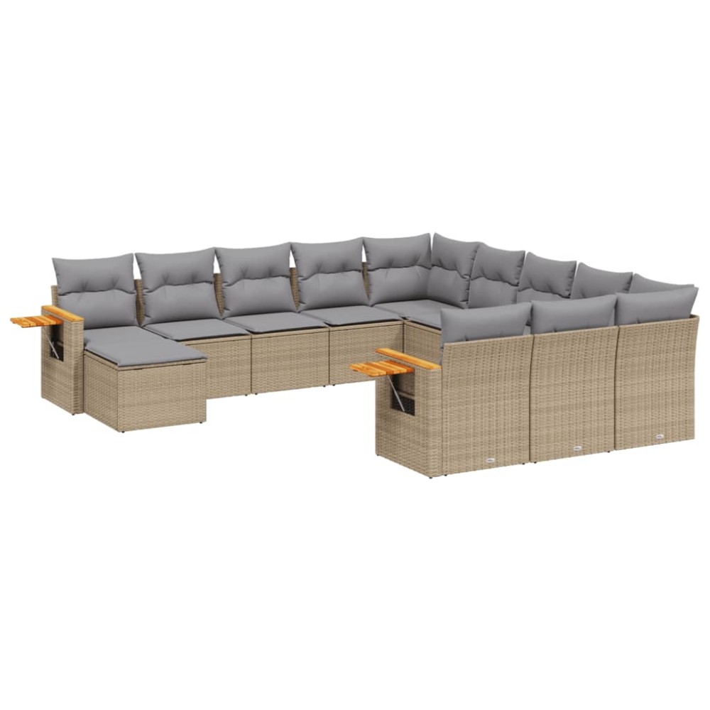 vidaXL Set canapele de grădină cu perne, 11 piese, bej, poliratan