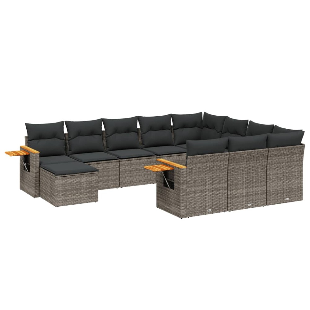 vidaXL Set canapele de grădină cu perne, 11 piese, gri, poliratan