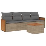vidaXL Set canapele de grădină cu perne, 5 piese, bej, poliratan