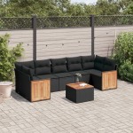 vidaXL Set mobilier de grădină cu perne, 8 piese, negru, poliratan vidaXL Set mobilier de grădină cu perne, 8 piese, negru, poliratan