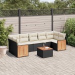 vidaXL Set mobilier de grădină cu perne, 8 piese, negru, poliratan vidaXL Set mobilier de grădină cu perne, 8 piese, negru, poliratan
