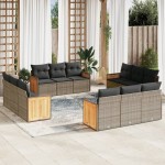 vidaXL Set canapea de grădină cu perne, 12 piese, gri, poliratan vidaXL Set canapea de grădină cu perne, 12 piese, gri, poliratan