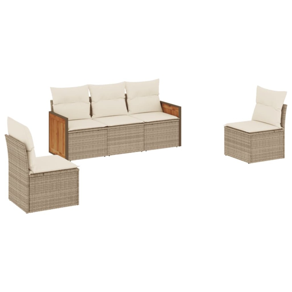 vidaXL Set canapele de grădină cu perne, 5 piese, bej, poliratan