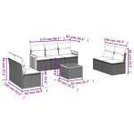 vidaXL Set mobilier de grădină cu perne, 8 piese, negru, poliratan