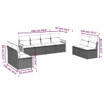 vidaXL Set mobilier de grădină cu perne, 8 piese, negru, poliratan