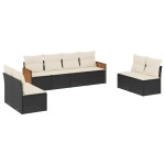 vidaXL Set mobilier de grădină cu perne, 8 piese, negru, poliratan