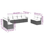 vidaXL Set mobilier de grădină cu perne, 8 piese, negru, poliratan