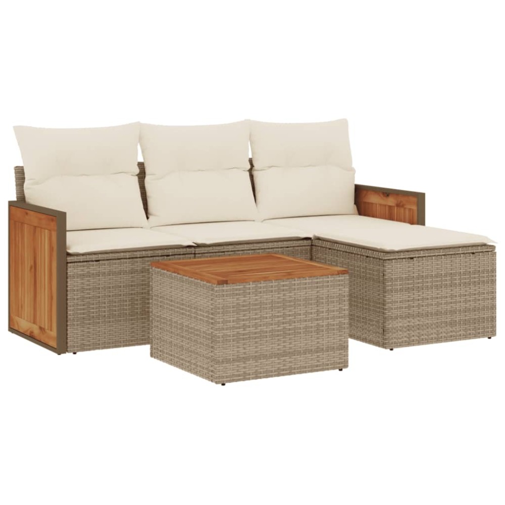 vidaXL Set canapele de grădină cu perne, 5 piese, bej, poliratan