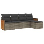 vidaXL Set canapea de grădină cu perne, 5 piese, gri, poliratan vidaXL Set canapea de grădină cu perne, 5 piese, gri, poliratan