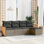 vidaXL Set canapea de grădină cu perne, 5 piese, gri, poliratan vidaXL Set canapea de grădină cu perne, 5 piese, gri, poliratan