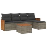 vidaXL Set mobilier grădină cu perne, 6 piese, gri, poliratan