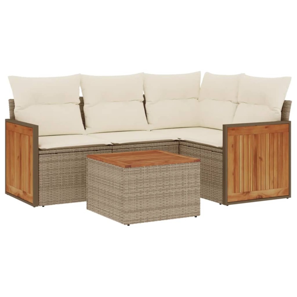 vidaXL Set canapele de grădină cu perne, 5 piese, bej, poliratan