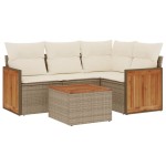 vidaXL Set canapele de grădină cu perne, 5 piese, bej, poliratan