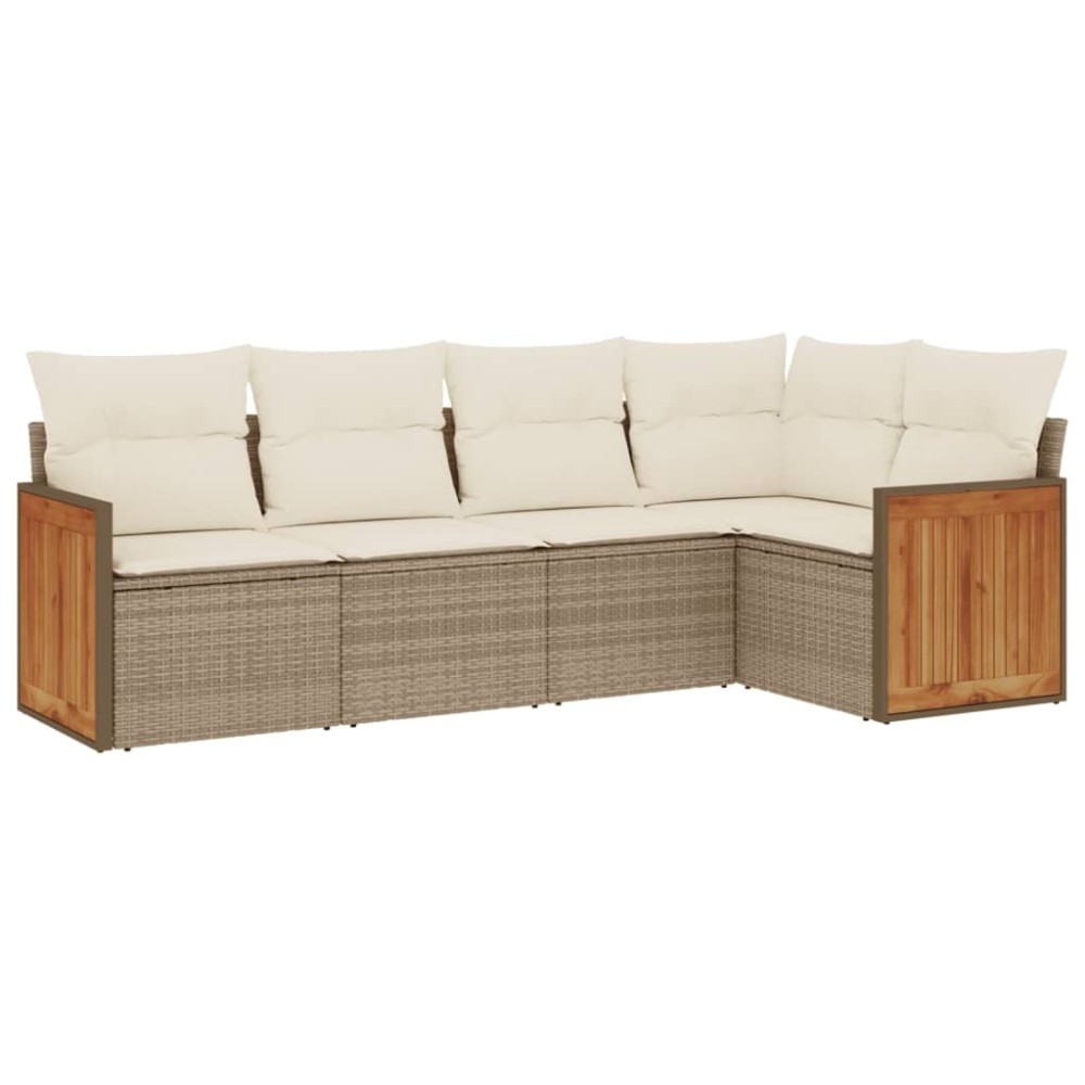 vidaXL Set canapele de grădină cu perne, 5 piese, bej, poliratan