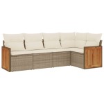 vidaXL Set canapele de grădină cu perne, 5 piese, bej, poliratan