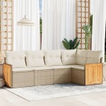 vidaXL Set canapele de grădină cu perne, 5 piese, bej, poliratan