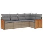 vidaXL Set canapele de grădină cu perne, 5 piese, bej, poliratan