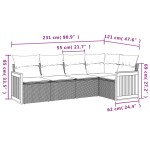 vidaXL Set canapea de grădină cu perne, 5 piese, gri, poliratan vidaXL Set canapea de grădină cu perne, 5 piese, gri, poliratan