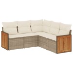 vidaXL Set canapele de grădină cu perne, 5 piese, bej, poliratan