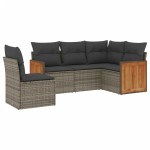 vidaXL Set canapea de grădină cu perne, 5 piese, gri, poliratan vidaXL Set canapea de grădină cu perne, 5 piese, gri, poliratan