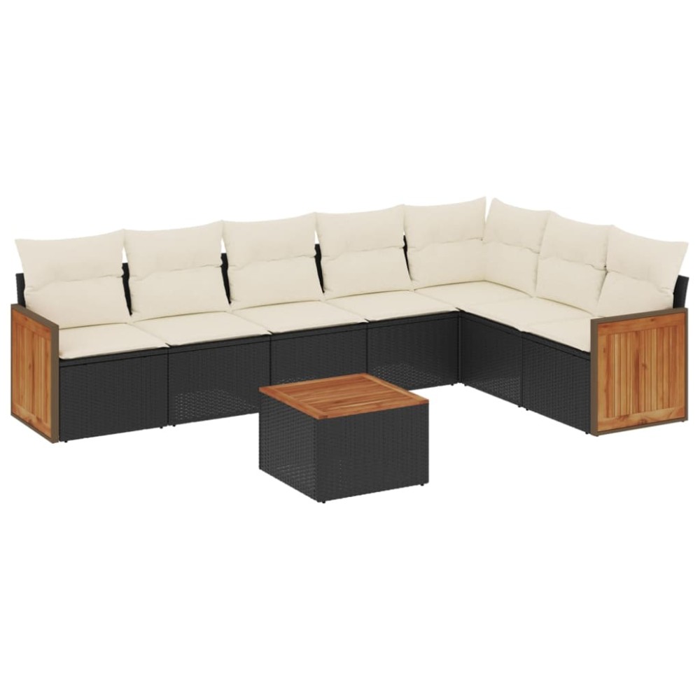 vidaXL Set mobilier de grădină cu perne, 8 piese, negru, poliratan